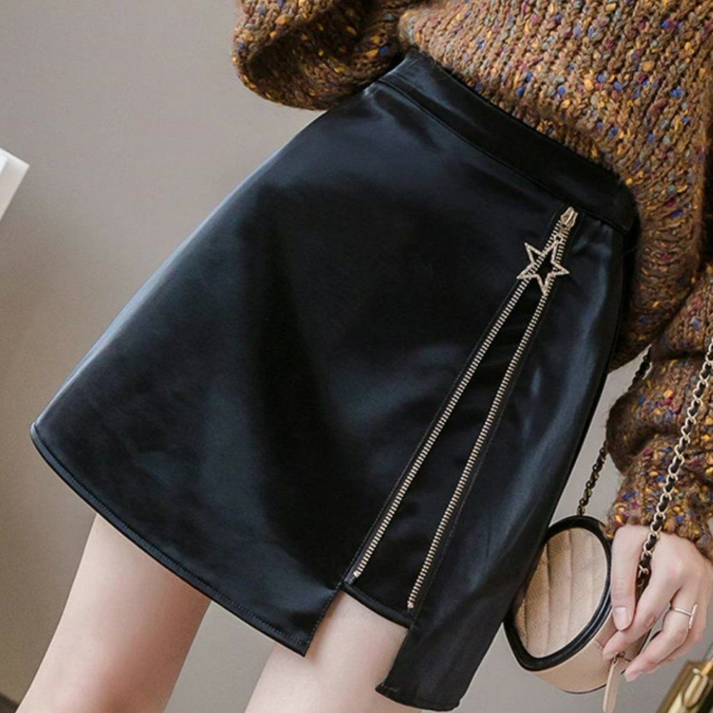 Super Star Leather A-Line Skirt - Picture 5 of 9